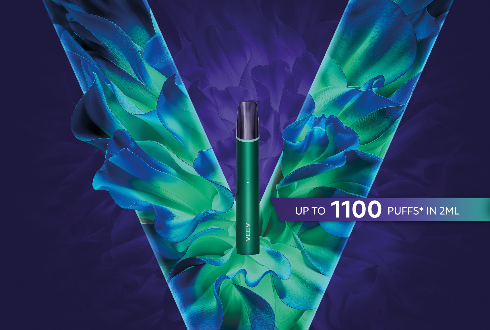 VEEV NOW ULTRA 2 mL device on blue background